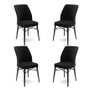 Hanah Home Flex Sillas Negras, Marco Metal 100%, Tela Babyface, Juego 4 Unidades, Comedor Cocina, 45x93x42cm